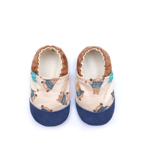 Rozmiar 31 -Kapcie dziecięce TITOT Cute Bear Misie - buciki domowe z niebieskim noskiem i brązowym tyłem 